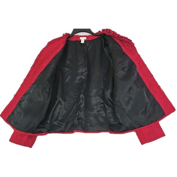 Chico's ~Woman 2(L)~ Red Textured Fabric Blazer Party to Office Wear Jacket. - Picture 11 of 15